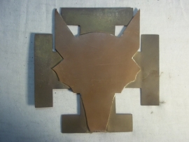Scouting plaque Dutch Fox head. on both sides. Nederlands padvinders embleem met vossenkop het embleem bestaat uit drie delen. 17 bij 17 cm
