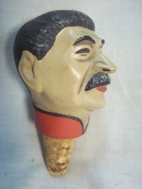 Cork with the face of Stalin. Karikatuur sluitdop, kurk met het hoofd van STALIN.