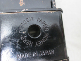 Blikken spaarpot in de vorm van een winkel kassa Uncle Sam, Made in Japan.