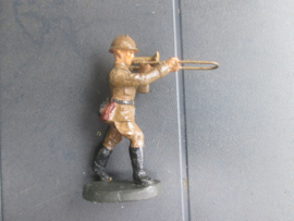 ELASTOLIN Belgium drumband 18 soldiers with officer and flag bearer. 18 koppige drumband Belgisch leger zeer bijzonder in goede staat