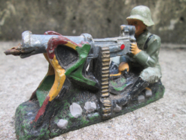 ELASTOLIN German soldier behind machine gun. Duitse soldaat achter schwarzloser machine geweer WO1