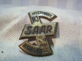 German H.J. Tinnie Saar Koblenz Westmark 1934. Duitse tinnie blik wolfsangel Hitlerjugend 1934.