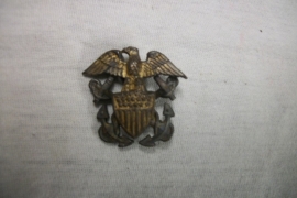 USN collar or cap badge sterling Melbourne made. US Navy kraagembleem.