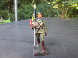 DURSO Belgium soldier chausseur Ardenne with flag, Ardense Jager met vlag goede staat