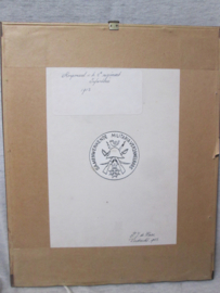 Aquarel Nederlandse soldaat 1912van het 2e Regiment Infanterie, getekend door P.J. de Haas in 1983, mooi ingelijst heldere kleuren, bijzonder stuk.