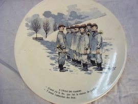 French reservist plate WW1, Frans karikatuur bord. Sarreguemines