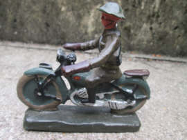 DURSO Belgium soldier on motor. Belgische soldaat op motor met belgische vlag. Brigade Piron of Jaren 50 .