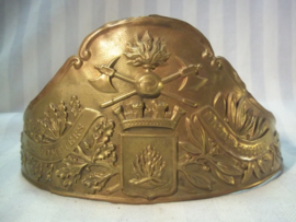 Brass helmet plate from a French helmet 1850- 1880. Helmplaat Franse brandweerhelm oud model