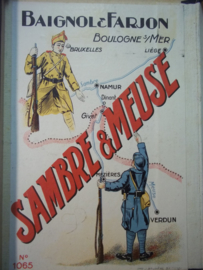 leeg doosje, met militaire afbeelding  Sambre- Meuse, Belgische en Franse soldaat WO1 en Interbellum.