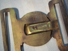 British buckle Nil sin Labore. Bronzen Engelse gesp infanterie regiment, nummer gelijk