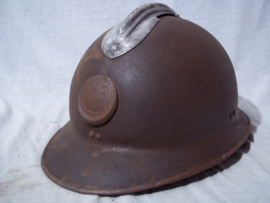 French helmet m-1926 without liner, untouched. Franse helm Model 1926 met 1e model Zouaven embleem, binnenkant gestempeld  Marseille 1936. zonder binnenwerk zo gevonden in Frankrijk.