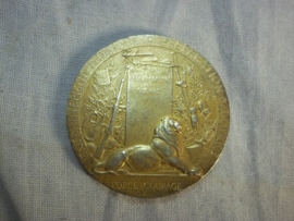 Belgium plaque gilt, 3,5 cm. Belgische vuurvergulde penning, goed gedrag .