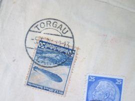 Enveloppe Duitse luchtpost FLUGPOST Duitsland- Amerika met vliegtuig en of zepplin. zeer bijzonder gestempeld. Deutsche Luftpost German Airmail.
