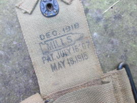 US- Army M-1910 MILLS woven infantry belt 1918, 10 crimped pocket. Amerikaanse munutie gordel riem MILLS gemarkeerd met datum 1918 zeer nette staat.