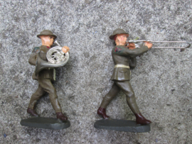 ELASTOLIN American Army Drum band with metal instruments. Amerikaans leger drumband met metalen instrumenten MINT staat TOP