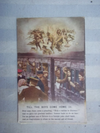 set van 3 Engelse postcards, postkaarten uit WO1. Till the  boys come home.