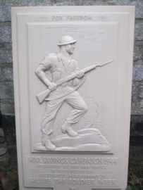 British memorial plaque for buying war bounds.  Salute the Soldier week. FOR FREEDOM War saving campaign 1944. presented by the war- office.