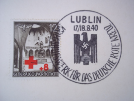 Briefkaart met postzegel en stempel Kriegshilfswerk LUBLIN 1940 Duits Rode kruis DRK