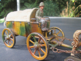 German soldier with camo wagon and horse. Duitse soldaat met paard en wagen gecamoufleerd. zeer nette staat