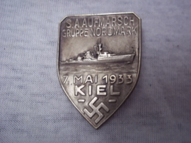 German tinnie, rally badge, Duitse tinnie SA Aufmarsch Gruppe Nordmark, 7. Mai 1933 KIEL. vroege tinnie