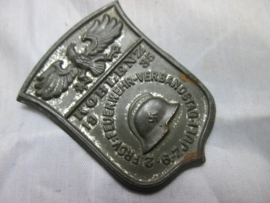 German tinnie, rally badge, Duitse tinnie, Koblenz, 2. Provinziale Feuerwehr- Verbandstag. 6-7 juli 1935 Brandweer fire department tinnie met helm