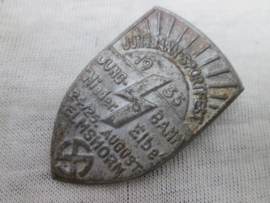 German tinnie, rally badge, Duitse tinnie H.J.- D.J.- Jungbann-sportfest 1935 - Jungbann "Nieder elbe" 24-25 August ELMSHORN.