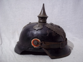 Duitse pickelhaube feldgrau 7e Regiment Dragonder. met F stempel, zeer ...