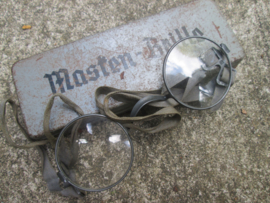 German glasses for the gasmask in metal box. Duitse bril voor het gasmasker, MASKEN- BRILLE. leuk origineel item.