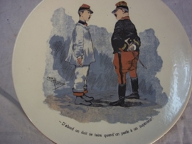 French reservist plate WW1, Frans karikatuur bord. Sarreguemines