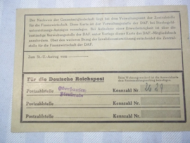 German labour card. Duitse arbeidskaart van de DAF