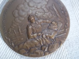 French medal in case. Franse penning in doosje 5cm doorsnede. UNION DES ANCIENS COMBATTANTS DE LA  PREFECTURE DE POLICE. Uitgereikt in 1934, medaille is op naam