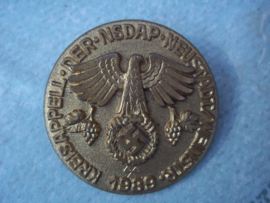 Duitse tinnie, rally badge, Duitse tinnie Kreisappell der NSDAP - Neustadt/ Weinstrasse 1939.plastic uitvoering met RzM stempel.