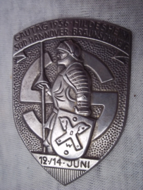 German tinnie, rally badge, Duitse tinnie Gautag 1936 Hildesheim Süd Hannover- Braunschweig 12/14 juni