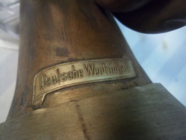 German bugle Labour Party, nicely marked. Duits signaalhoorn, bazuin van de Arbeitsdienst met embleem en regimentsnummer 5/319, werkend, zeer decoratief
