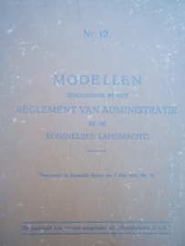 Boek KMA, met administratie brief modellen voor 1940, KMA modellenboek 1937