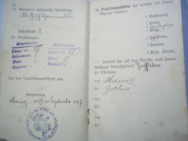 German militair ID book. Duits militair pas WO1