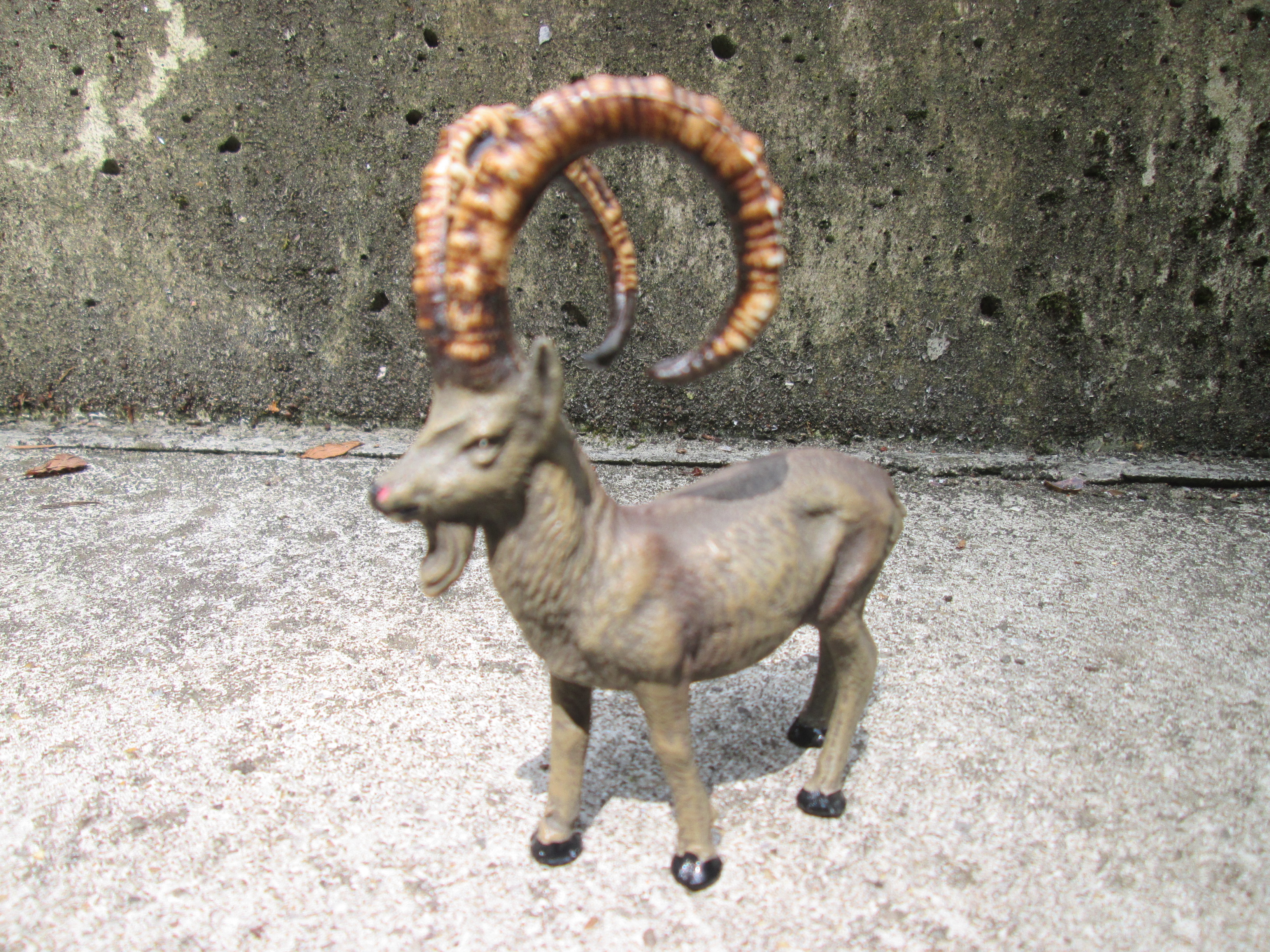 Elastolin mountain goat, chamois. Elastolin Berggeit gems met hele grote hoorns TOP staat zeldzaam stuk.