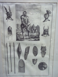 Original lithography of old armour.Oude steendruk op geschept papier omstreeks 1750 over oude wapenrusting. origineel apart