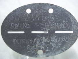 German ID- tag of the Air Force, Duitse Erkennungsmarke Rekruten Kompanie Flieger Ersatz Battalion  LUFTWAFFE.