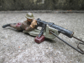 ELASTOLIN British soldier with MG Engelse soldaat met mitrailleur.