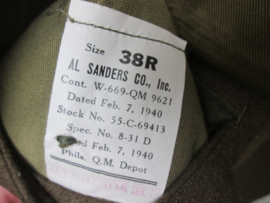 WW2 US uniform, soldaat medische dienst vroeg model 1940 gedateerd. etiket aanwezig.