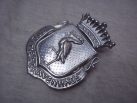 Dutch helmet police badge. Politie helm embleem stad Den Haag.