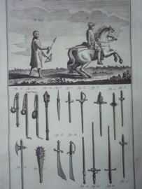 Original old lithography of old armour. Oude steendruk op geschept papier omstreeks 1750. over bewapening.