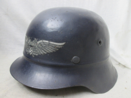 German helmet of the air raid defense, very hard to find model M-1942. Duitse luftschutzhelm model 1942, moeilijk te vinden model helm met decal en binnenwerk, Zeldzaam stuk.