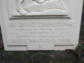 British memorial plaque for buying war bounds.  Salute the Soldier week. FOR FREEDOM War saving campaign 1944. presented by the war- office.