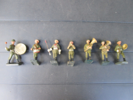 DURSO Belgium soldiers drumband 7 soldiers. Belgische drumband 7 stuks nette staat, met het leeuwembleem nog op de helm WO2