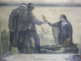 Remembrance poster 1914 - 1918 of a died Belgium soldier. Herinneringsplaat, overleden Belgische soldaat nooit uit de lijst geweest