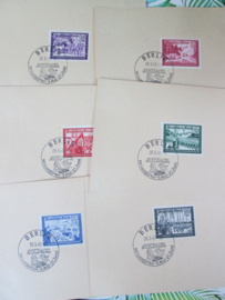 6 Duitse kaarten met herinnerings postzegel en dagstempel.