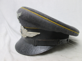 German Air force cap Luftwaffe Fallschirmjager yellow ribbon.Duitse piloten pet mooi gestempeld in perfekte staat FL.GR. Hall