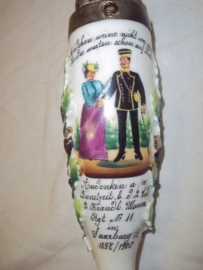 German vetrans pipe. Duits reservistenpijp 2e Eskadon 2e Brandenburger Ulanen Regiment No.11 in Saarburg 1897- 1900. steel correspondeert met het regiment vermeld op de pijpenkop ZELDZAAM regiment